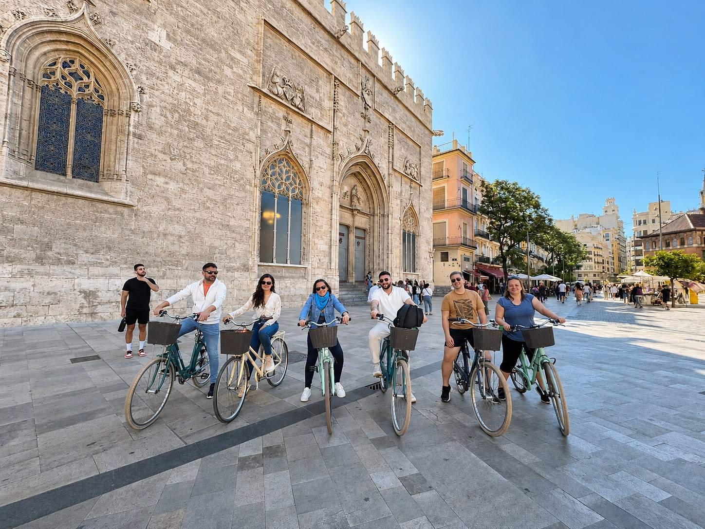 Small group with their bikes on the daily Valencia tour