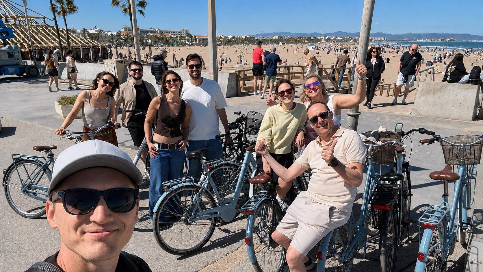 Small group with their bikes on the daily Valencia tour